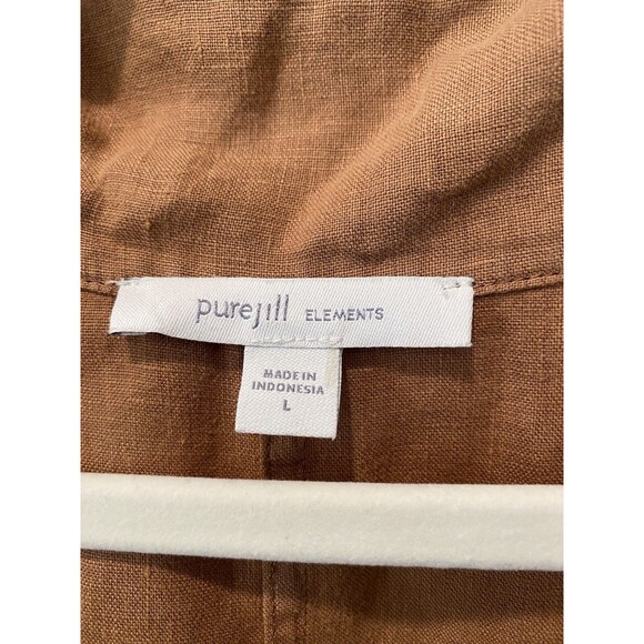 J Jill Womens Lagenlook Brown 100% Linen Pure Jill Elements Jacket blazer Sz L - Picture 4 of 8